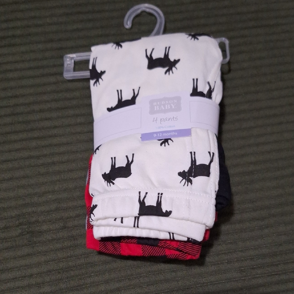 Moose Print Kids Bottoms - Black and White